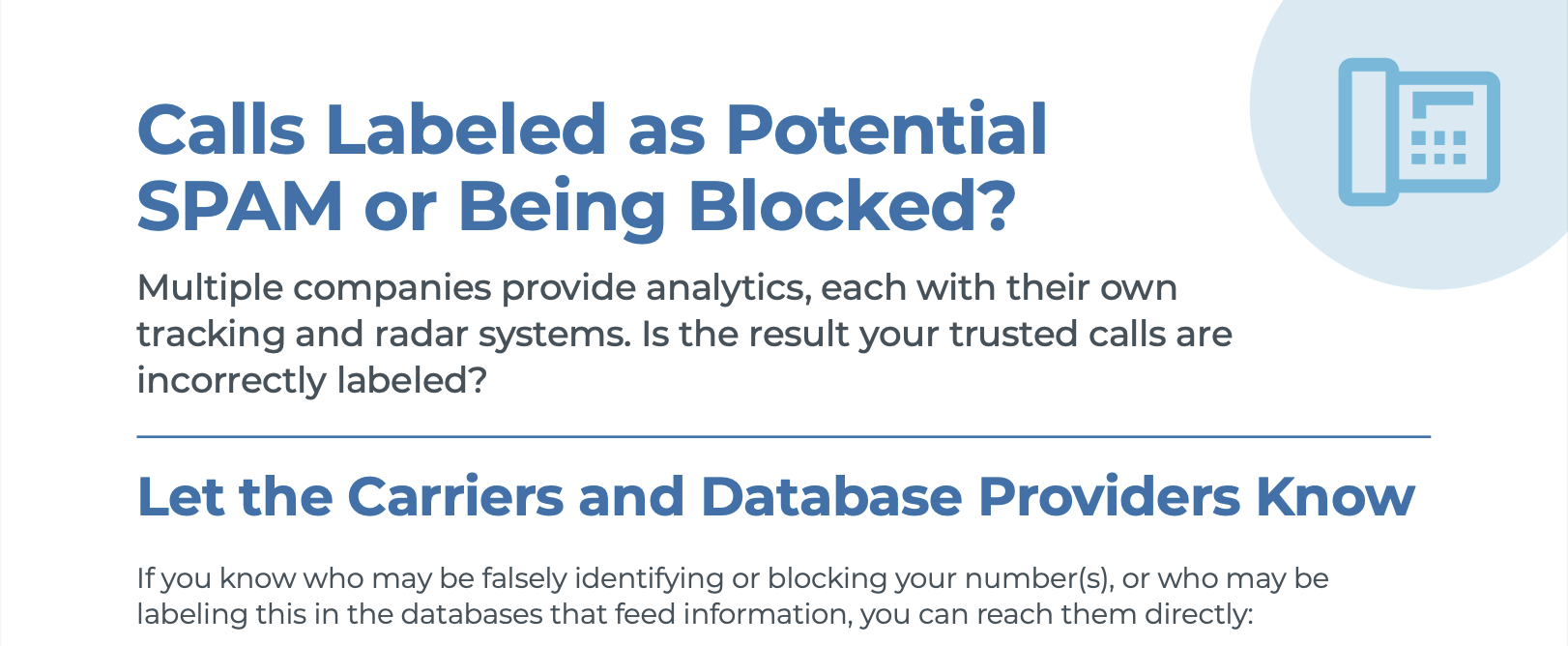 Calls labeled as potential spam or being blocked crexendo